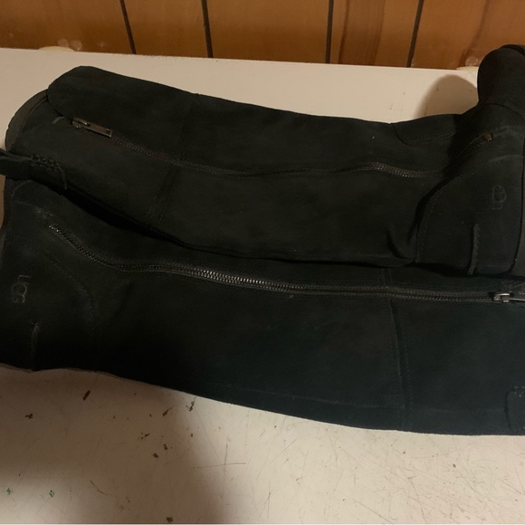 New UGG 1103729 Sorensen Waterproof Suede Zipper Detail Tall Black Boots - Picture 3 of 5